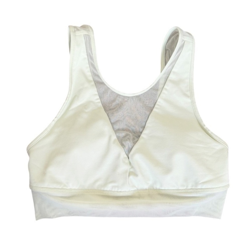 ALO Yoga Jubilee Sports Bra Women's Medium Mesh Inset V-Neck Icicle